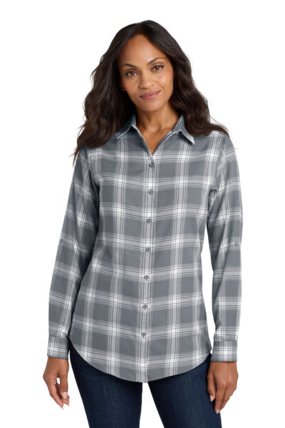 Women's Plaid Flannel Tunic - Image 3